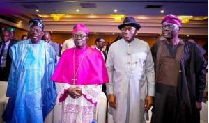 onathan, Kukah, Tinubu and Sanwo-Olu at the event