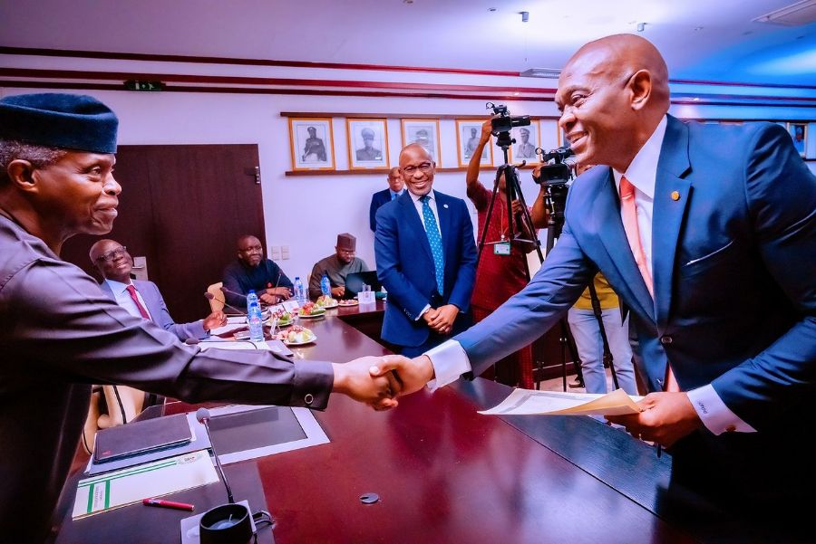 Vice President Yemi Osinbajo, SAN, resides over the National Council on Privatization Meeting and presents the Discharge Certificate to Transcorp Power Ltd on their acquisition of Ughelli Power Plant at the Statehouse, Abuja. 8th May, 2023. Photos: Tolani Alli